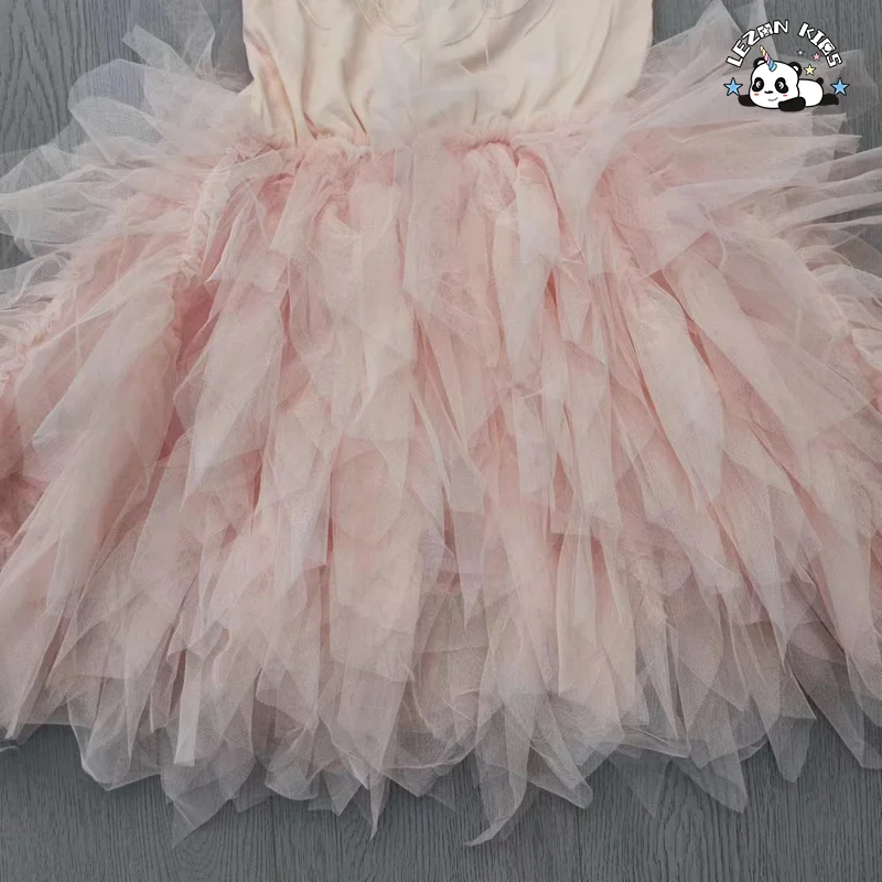 LEZONKIDS - Fashionable girls children feathers dress princess dress for birthday party